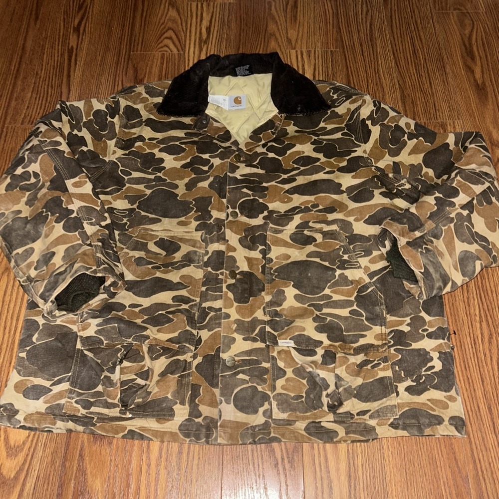 Vintage Carhartt Hunting Jacket Mens 2XL CT123 Quilt Lined 80s Frog Skin Outdoor